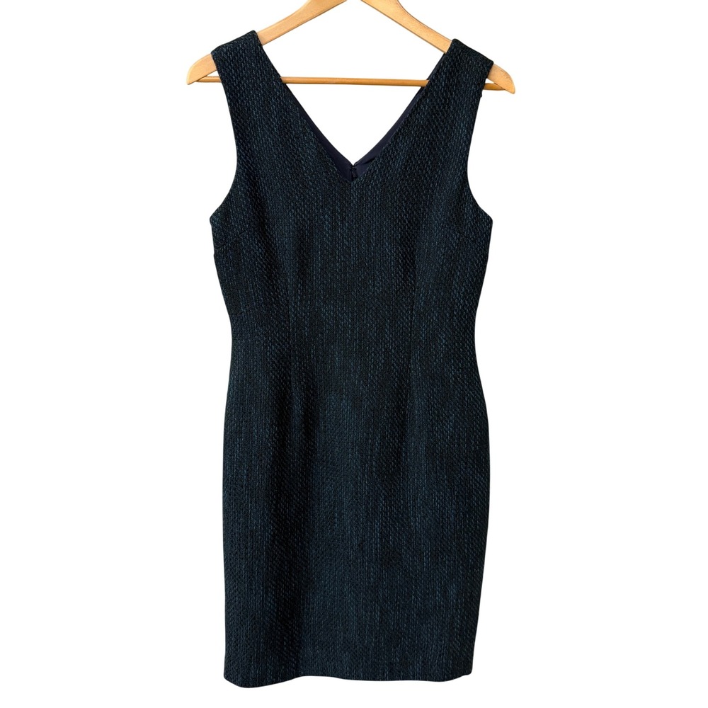 Banana Republic Womens Boucle V-Neck Sheath Dress Size 6P Preppy Cotton Blend